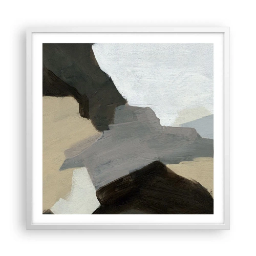 Affiche dans un cadre blanc - Poster - Abstraction : le carrefour du gris - 60x60 cm