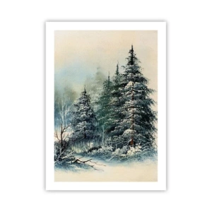Affiche - Poster - Arbres enneigés dans une forêt d'hiver contre un ciel calme - 50x70cm - Prêt pour les fêtes - Décoration murale moderne pour le salon et la chambre ARTTOR