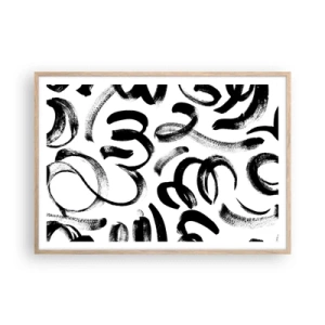 Affiche dans un chêne clair - Poster - Noir sur blanc - 100x70 cm