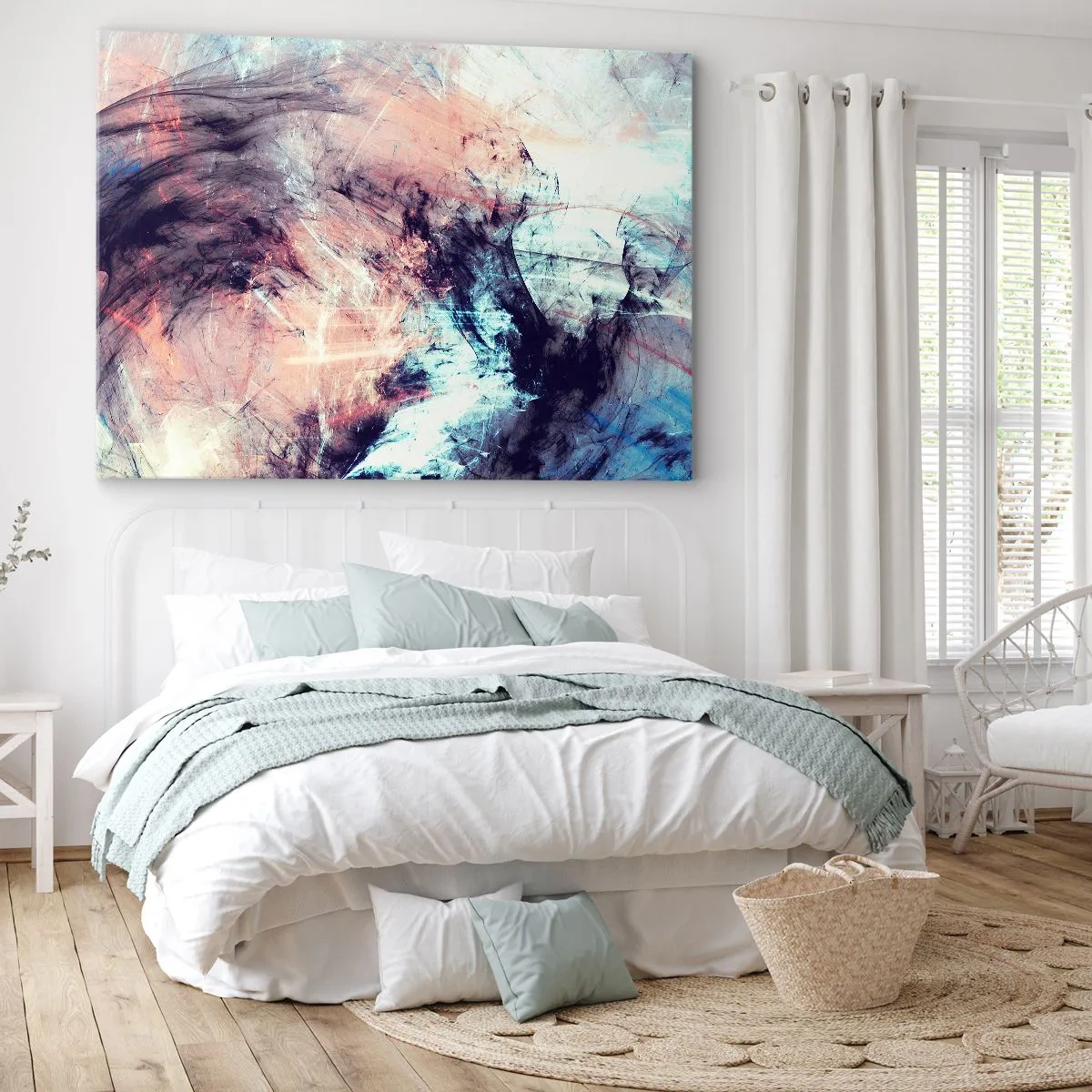 Impression sur toile - Image sur toile - Composition abstraite aux tons pastel et sombres - 70x50cm - Sentir le vent - Décoration murale moderne pour le salon et la chambre ARTTOR