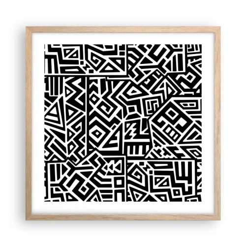 Affiche dans un chêne clair - Poster - Composition précolombienne - 50x50 cm