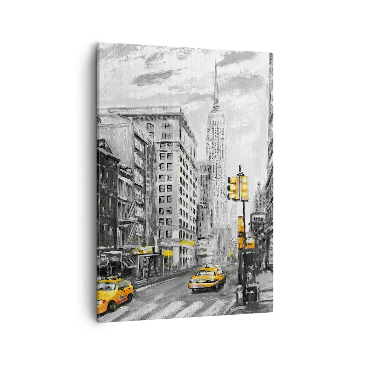 Impression sur toile - Image sur toile - Rue de New York aux accents jaunes - 50x70cm - Une histoire new-yorkaise - Décoration murale moderne pour le salon et la chambre ARTTOR