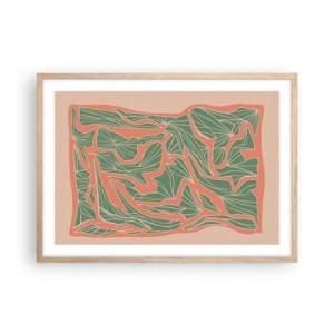 Affiche dans un chêne clair - Poster - La lutte entre le corail et la verdure - 70x50 cm