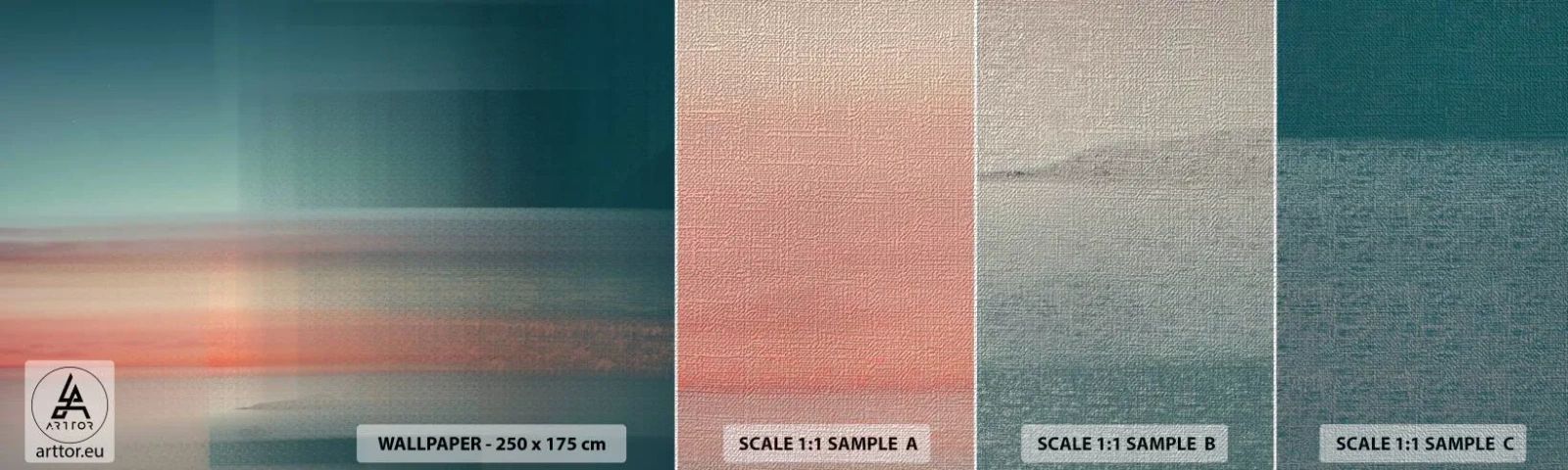 Échantillon de Papier Peint Premium Canvas - Résumé : vagues de lumière - Eau, Ciel, Minimalisme - 100x30 cm