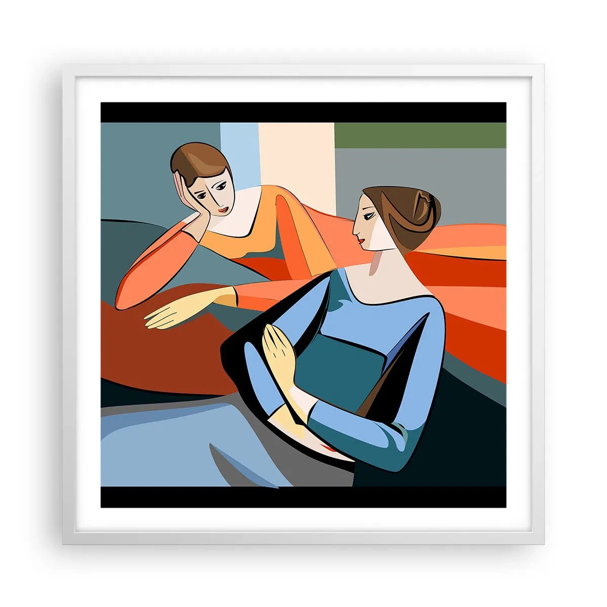 Affiche dans un cadre blanc - Poster - Un moment de confiance - 60x60 cm