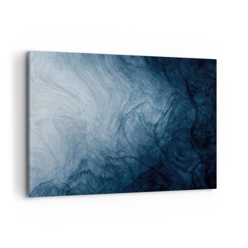Impression sur toile - Image sur toile - Une composition abstraite dans les tons de bleu et bleu marine. - 100x70cm - Atteindre en profondeur - Décoration murale moderne pour le salon et la chambre ARTTOR