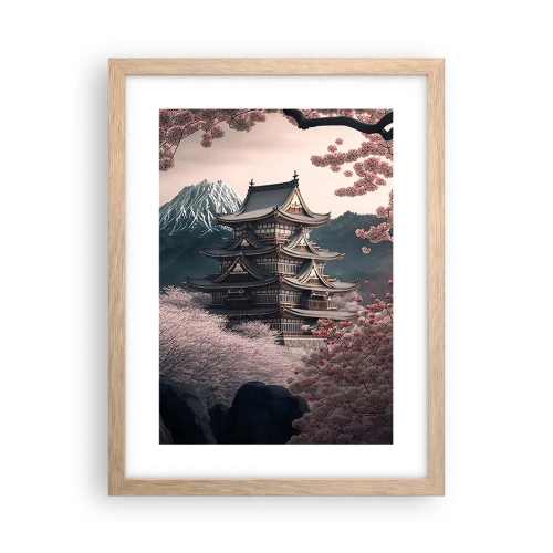 Affiche dans un chêne clair - Poster - Le pays des cerisiers en fleurs - 30x40 cm