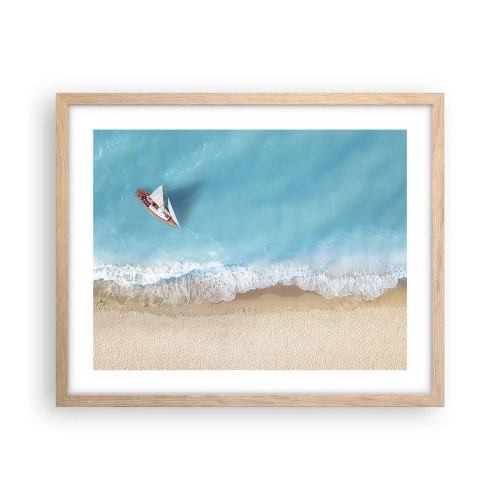 Affiche dans un chêne clair - Poster - A la frontière de l'azur et de l'or - 50x40 cm