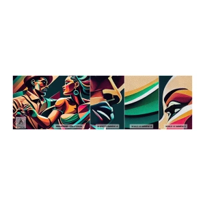 Échantillon de Papier Peint Premium Sand - Au rythme du coeur - Cubisme, Couple, Danse - 100x30 cm