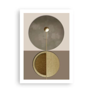 Affiche - Poster - Abstraction géométrique moderne dans les tons or et beige - 50x70cm - Équilibre parfait - Décoration murale moderne pour le salon et la chambre ARTTOR