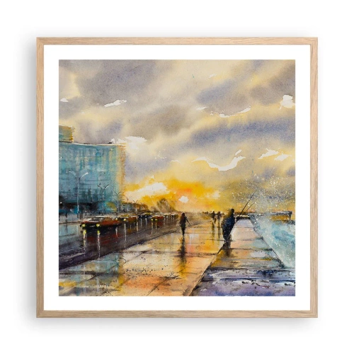 Affiche dans un chêne clair - Poster - La vie sur le rivage - 60x60 cm