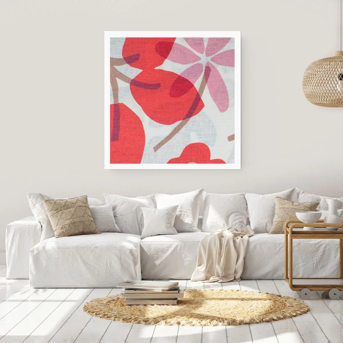 Affiche - Poster - Composition florale dans les roses - 40x40 cm