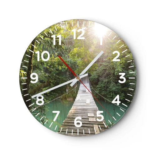 Horloge murale - Pendule murale - De l'eau azur à la forêt azur - 30x30 cm