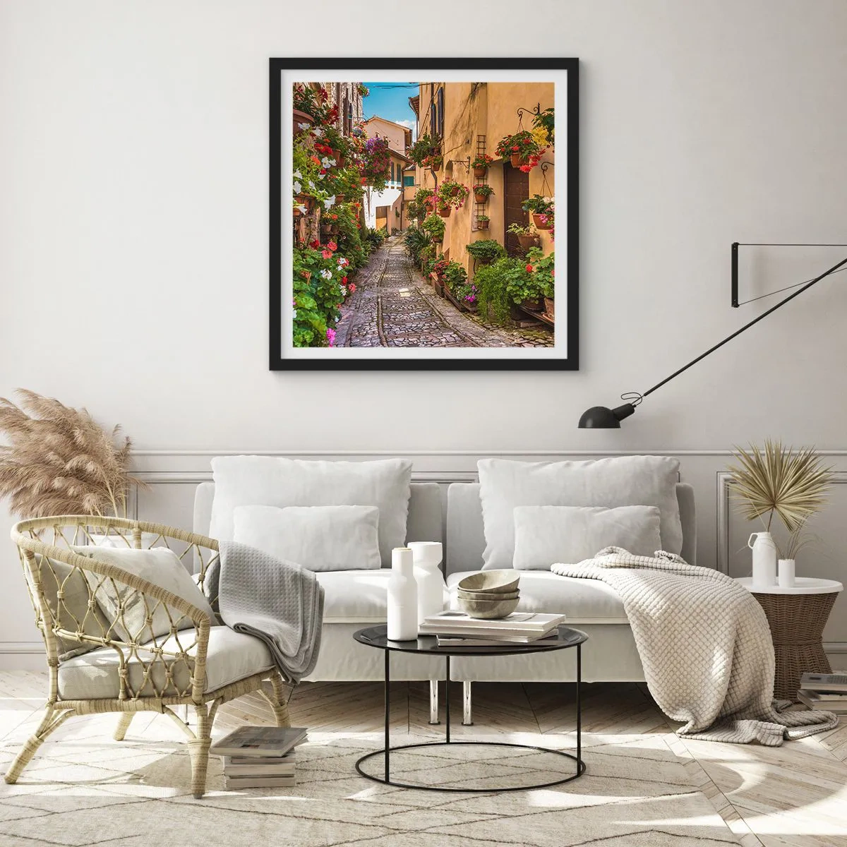 Affiche dans un cadre noir - Poster - Ruelle italienne - 30x30 cm