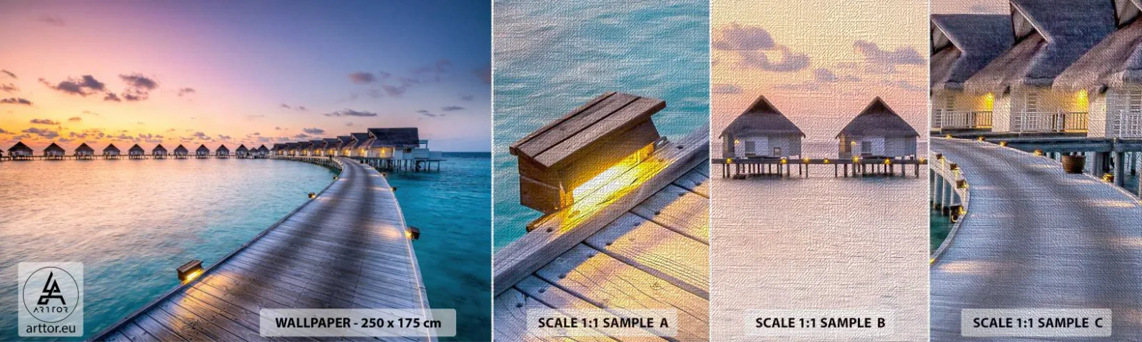 Échantillon de Papier Peint Premium Canvas - Vacances - retour aux sources - Maldives, Paysage, Voyages - 100x30 cm