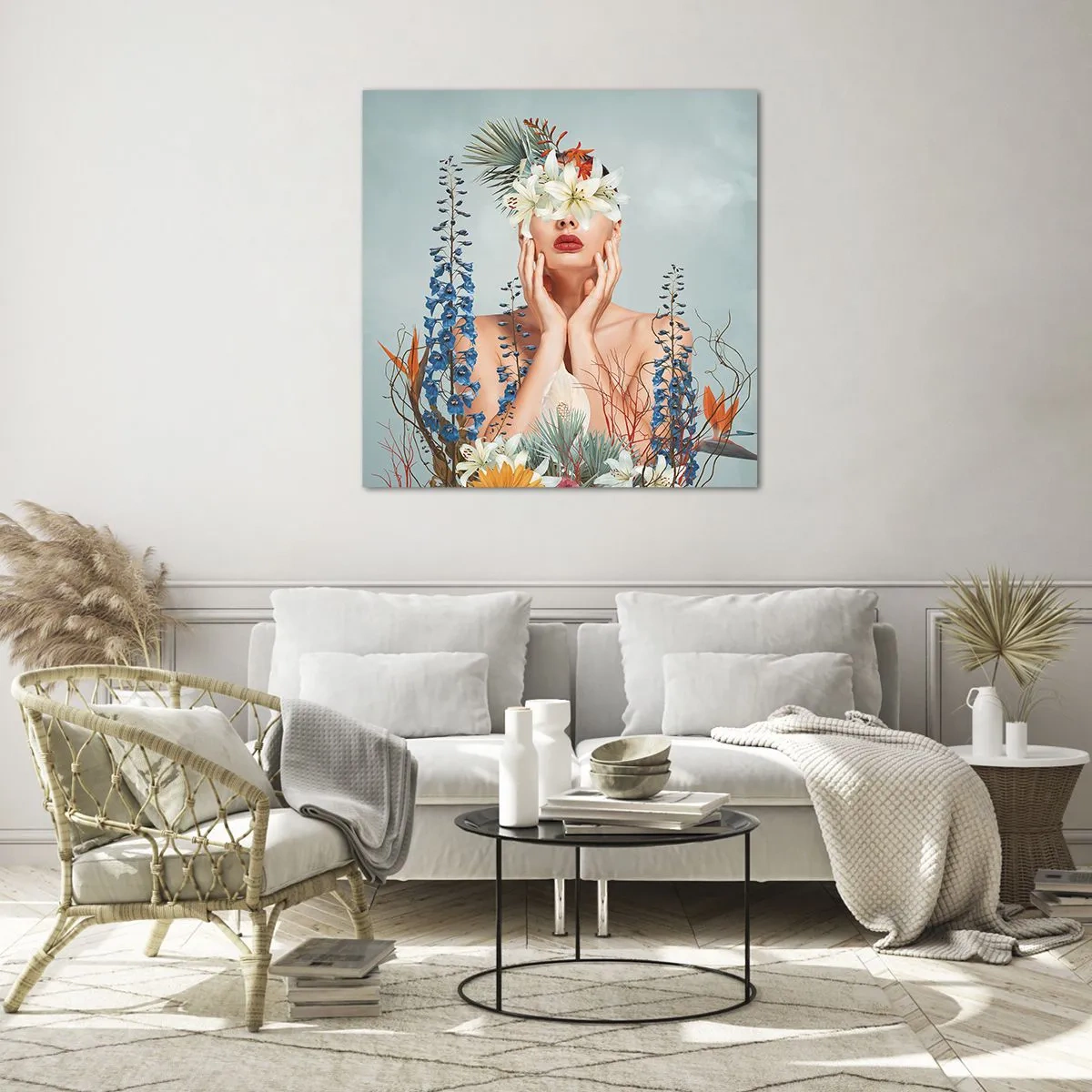 Impression sur verre - Image sur verre - Femme - fleur - 30x30 cm