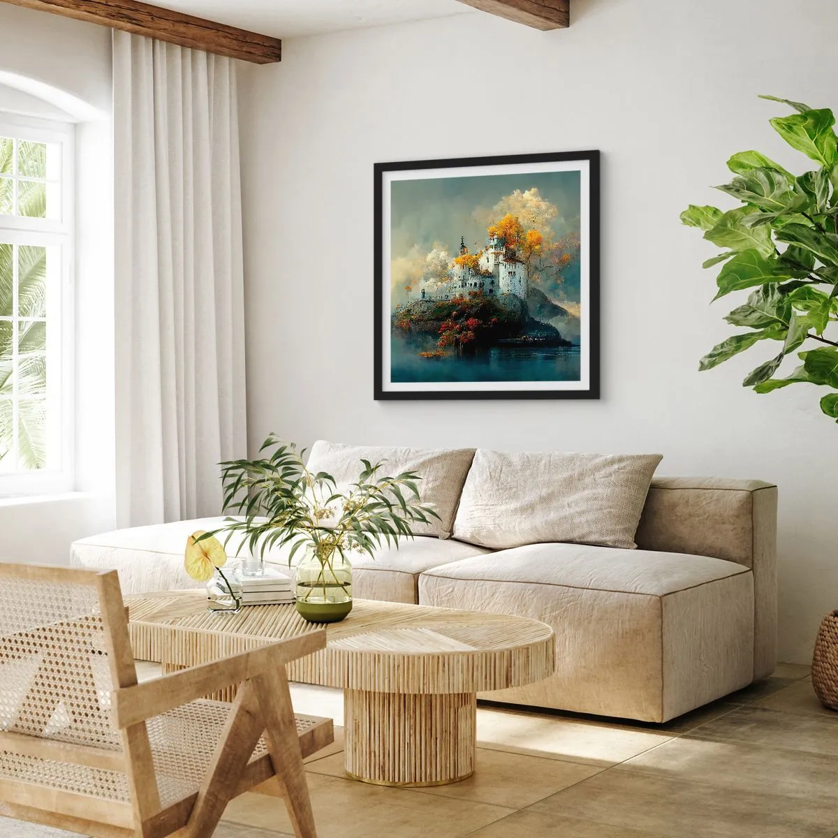 Affiche dans un cadre noir - Poster - Le début d'une histoire romantique - 60x60 cm