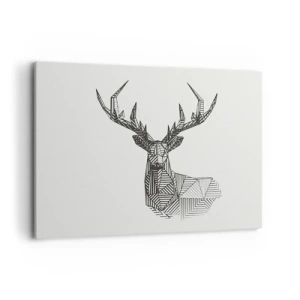 Impression sur toile - Image sur toile - Image géométrique d'un cerf dans un style minimaliste en noir et blanc - 100x70cm - Cerf dans un style cubique - Décoration murale moderne pour le salon et la chambre ARTTOR