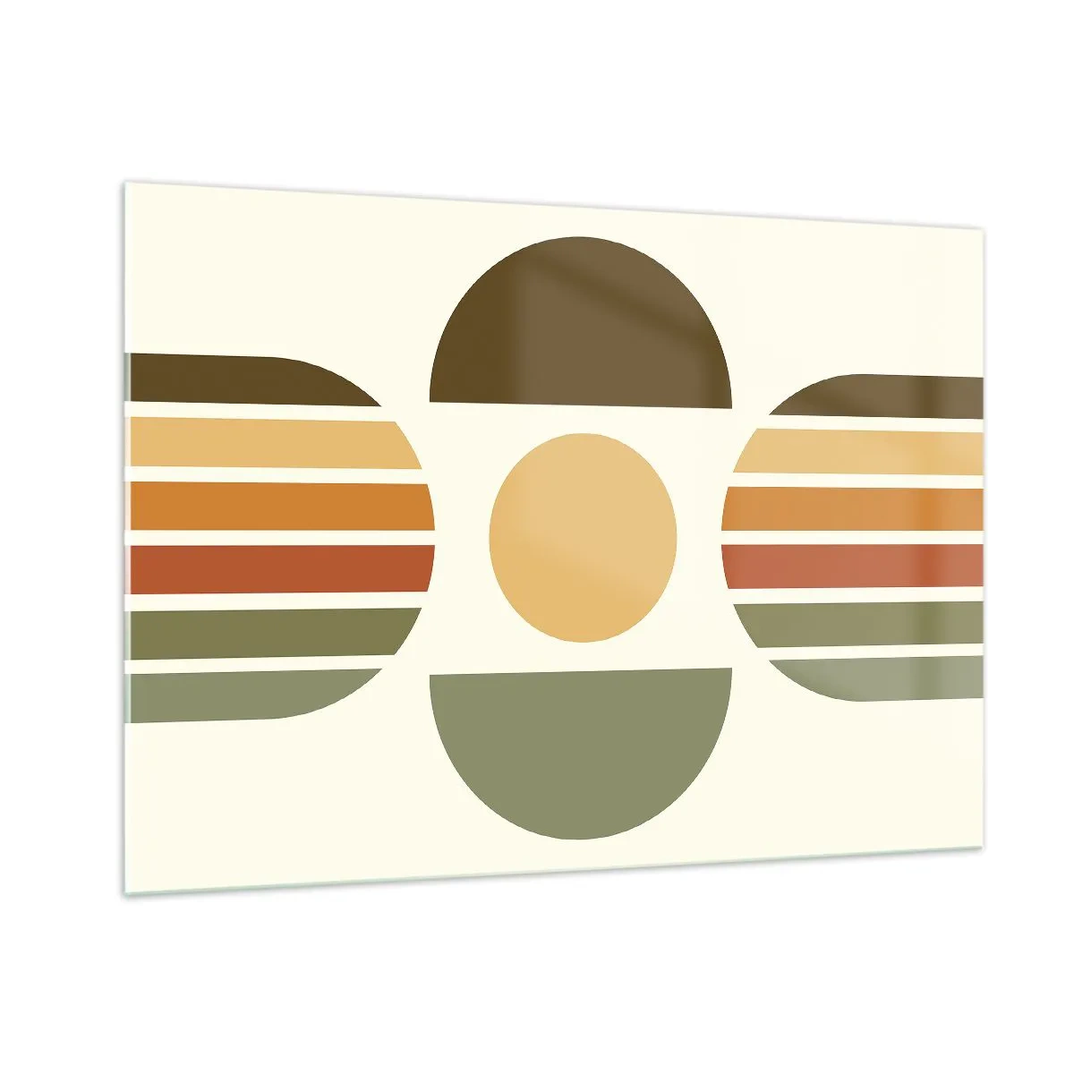 Impression sur verre - Image sur verre - Conception géométrique abstraite avec des tons terreux et des formes audacieuses - 100x70cm - Dans les coulaurs de la terre - Décoration murale moderne pour le salon et la chambre ARTTOR