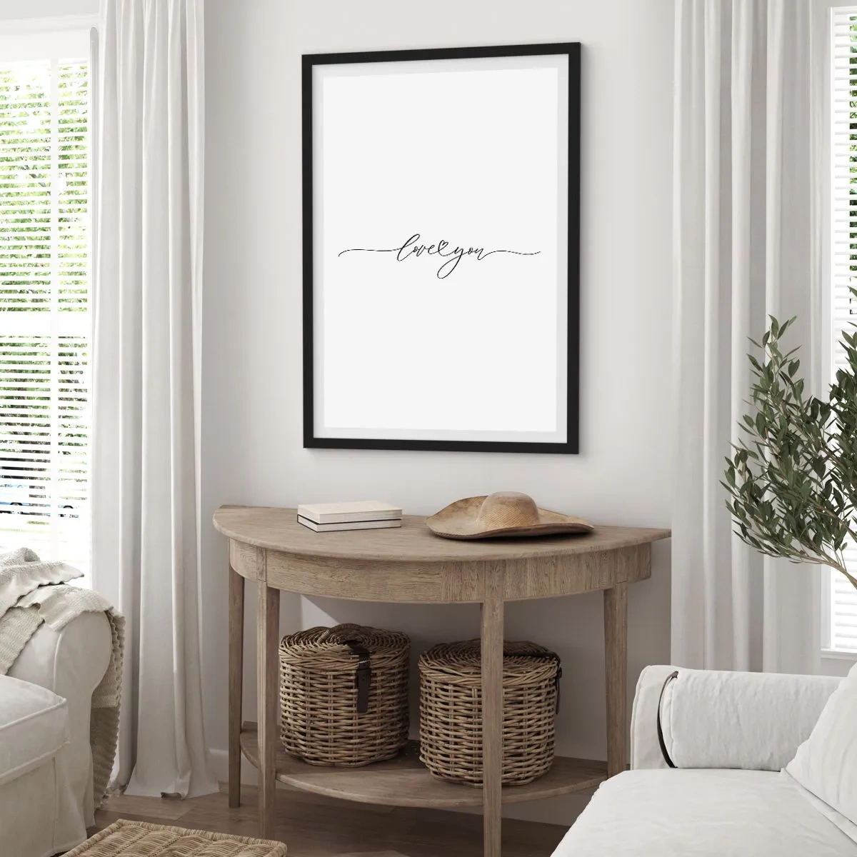 Affiche dans un cadre noir - Poster - Noir sur blanc - 70x100 cm