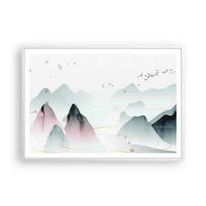 Affiche dans un cadre blanc - Poster - Au-delà des sommets - 100x70 cm