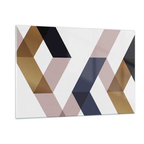 Impression sur verre - Image sur verre - Motif géométrique dans les tons or et beige - 120x80cm - Plats et angles - Décoration murale moderne pour le salon et la chambre ARTTOR