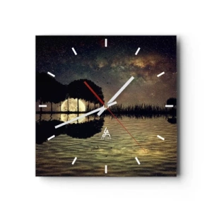 Horloge murale - Pendule murale - Une nuit magique avec des arbres et la lune se reflétant sur l'eau - 30x30cm - Nuit au bout du monde - Décoration murale moderne pour le salon et la chambre ARTTOR