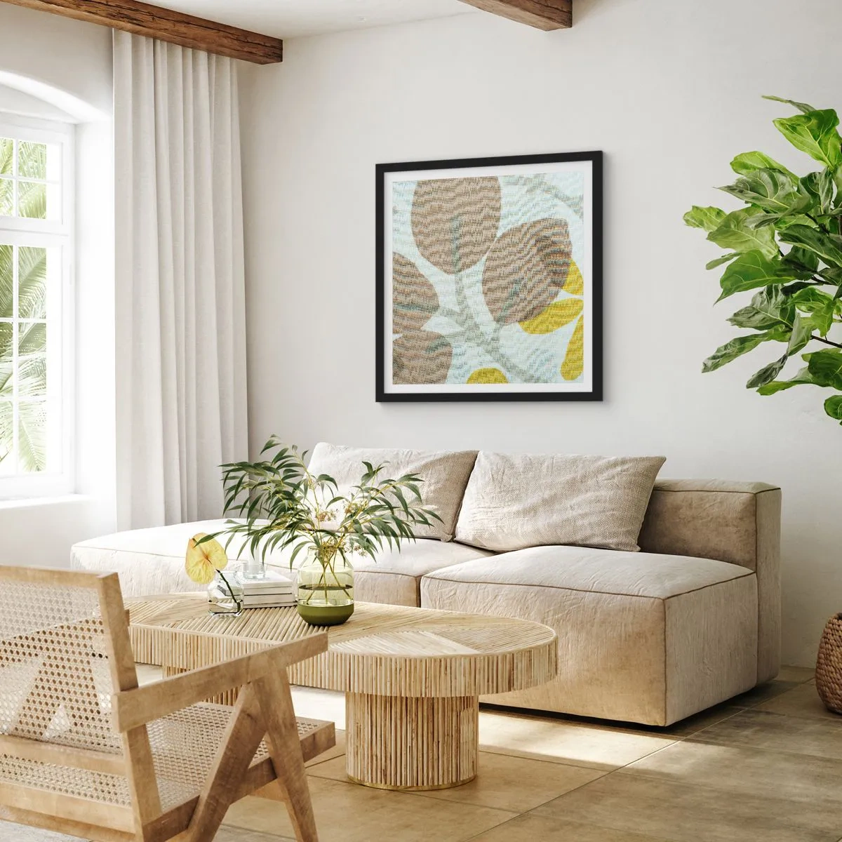 Affiche dans un cadre noir - Poster - Composition en plein soleil - 40x40 cm