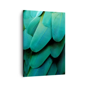 Impression sur toile - Image sur toile - Détail de plumes dans des tons de vert - 50x70cm - Perfection de la nature du perroquet - Décoration murale moderne pour le salon et la chambre ARTTOR