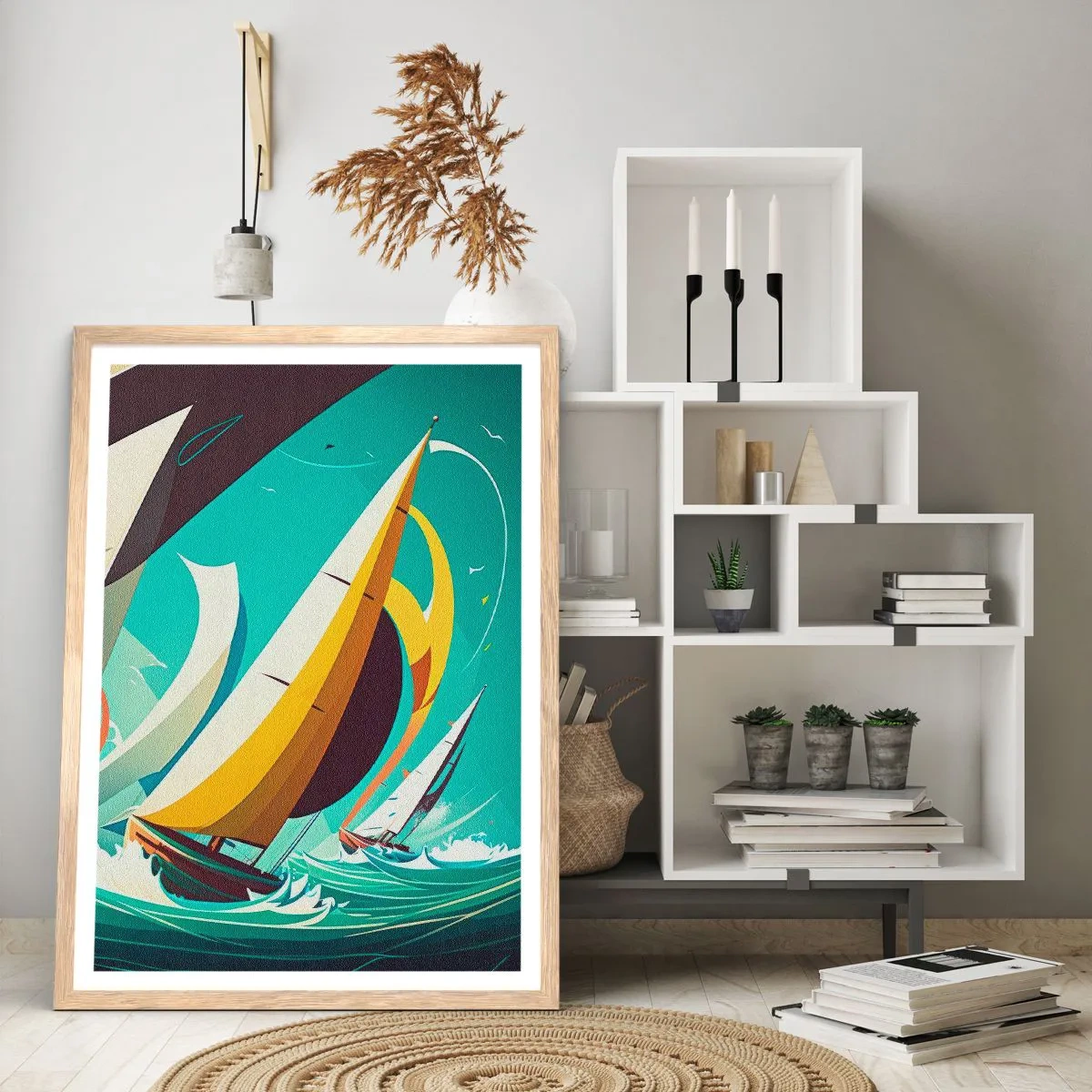 Affiche dans un chêne clair - Poster - Bonne chance avec les éléments - 61x91 cm