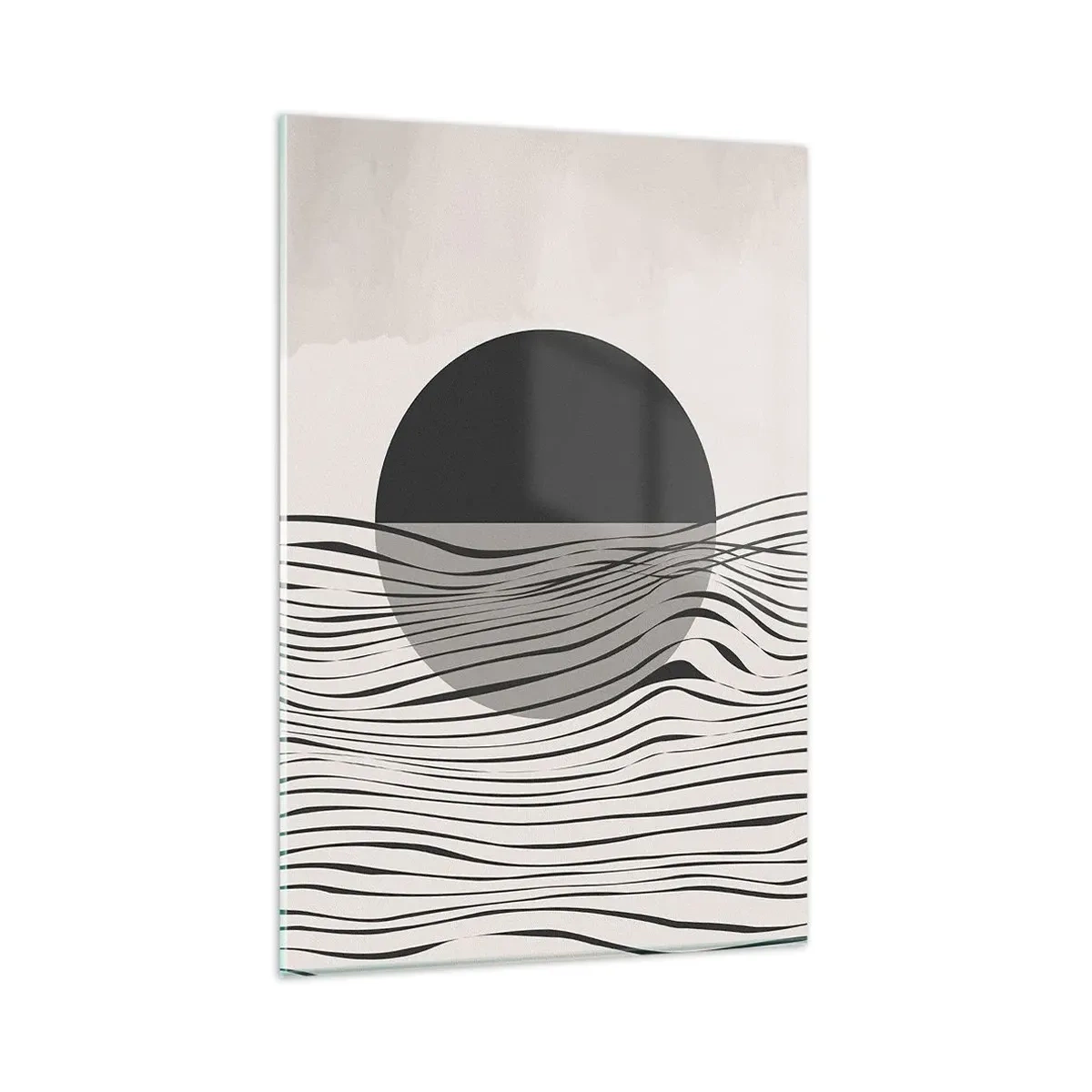 Impression sur verre - Image sur verre - Lignes abstraites et formes géométriques aux couleurs douces - 80x120cm - Demi composition - Décoration murale moderne pour le salon et la chambre ARTTOR