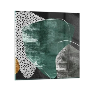 Impression sur verre - Image sur verre - Abstraction colorée avec feuille d'or - 60x60 cm