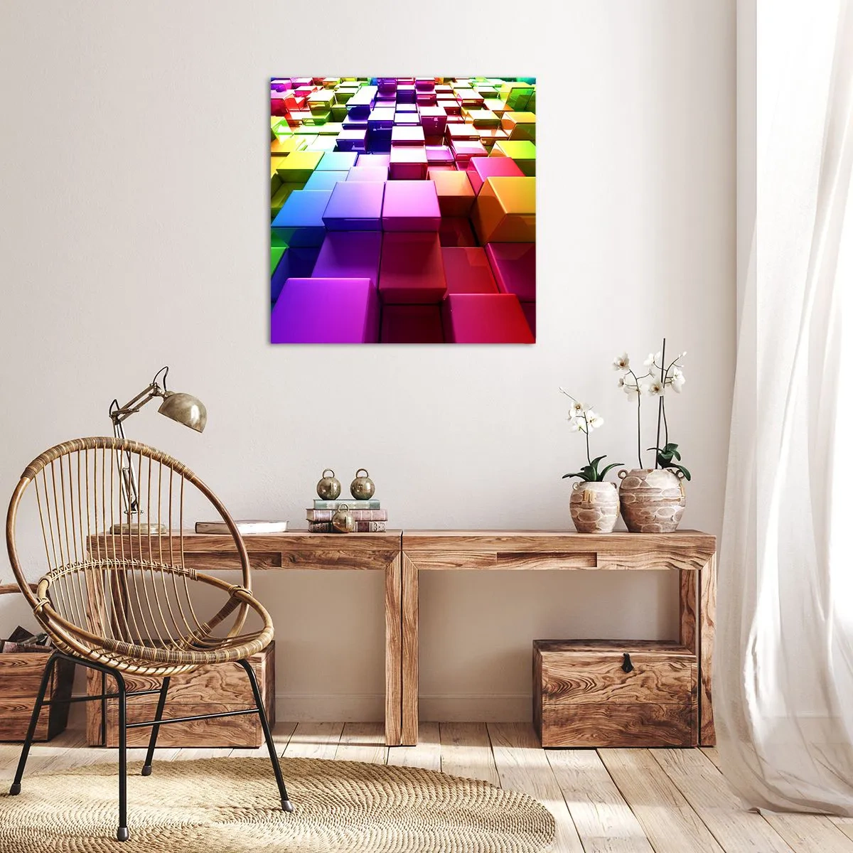 Impression sur toile - Image sur toile - Collaboration Op art dans une équipe - 30x30 cm