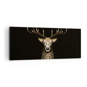 Impression sur toile - Image sur toile - Cerf polygonal géométrique sur fond noir - 120x50cm - Cerf cubique - Décoration murale moderne pour le salon et la chambre ARTTOR