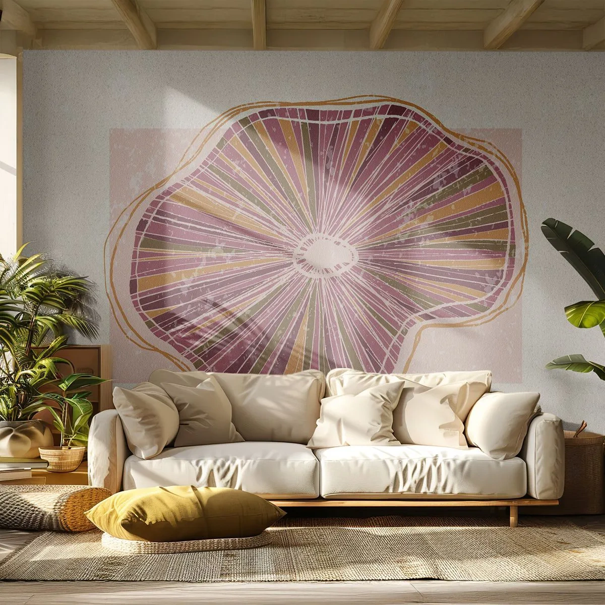 Papier Peint Photo Standard Eco - Abstraction rayonnante - Bohème, Minimalisme, Abstraction - 150x105 cm