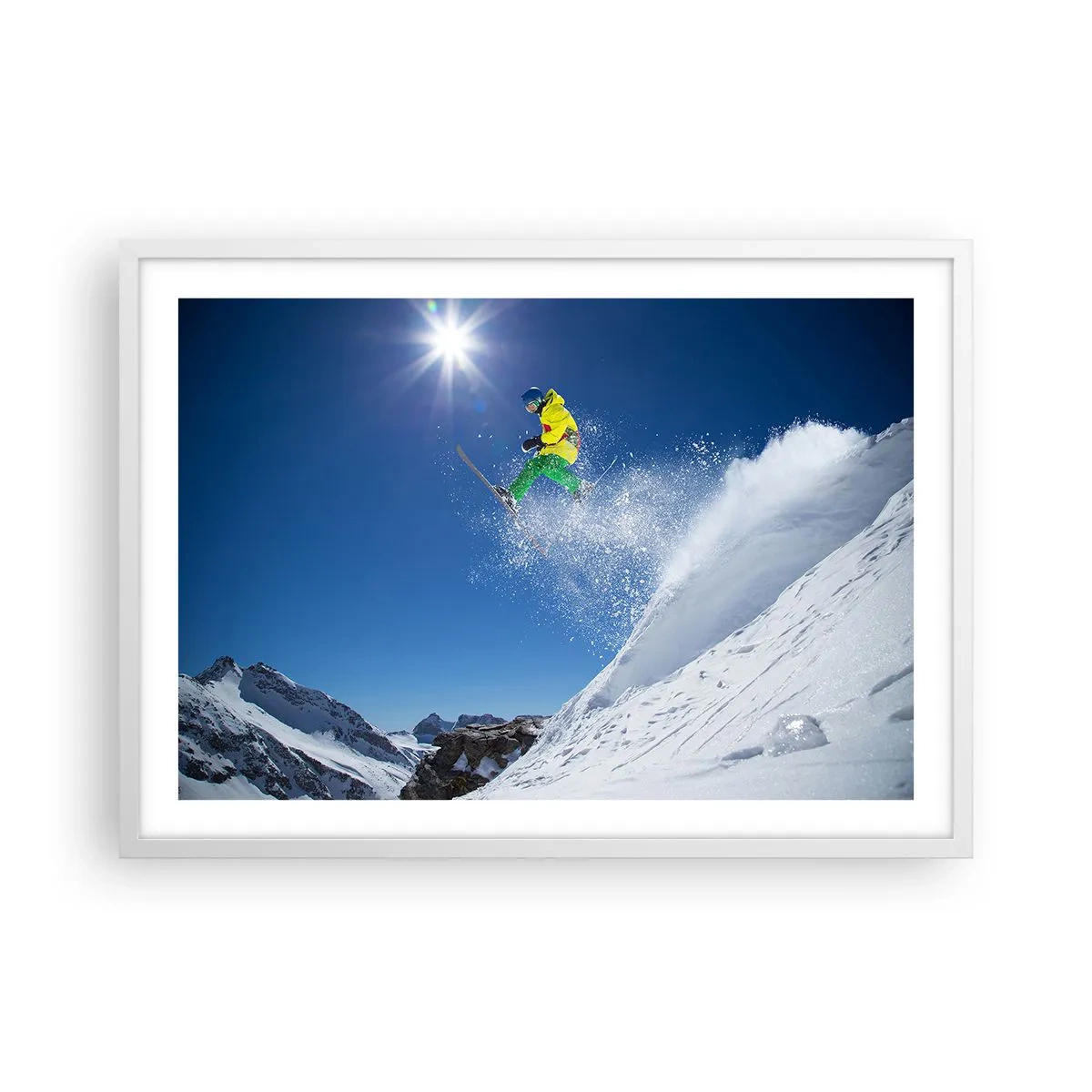 Affiche dans un cadre blanc - Poster - Danse avec les montagnes - 70x50 cm