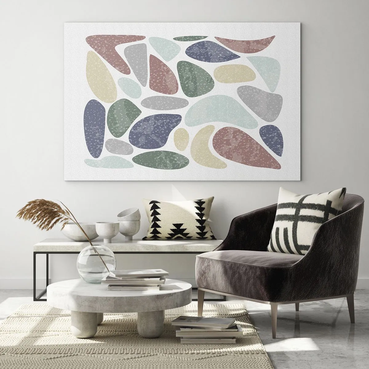 Impression sur verre - Image sur verre - Pierres décoratives de couleurs en poudre sous forme de mosaïque - 70x50cm - Une mosaïque de couleurs poudrées - Décoration murale moderne pour le salon et la chambre ARTTOR