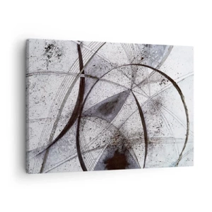 Impression sur toile - Image sur toile - Lignes et formes abstraites dans des tons de gris et de noir - 70x50cm - Fantaisie futuriste - Décoration murale moderne pour le salon et la chambre ARTTOR