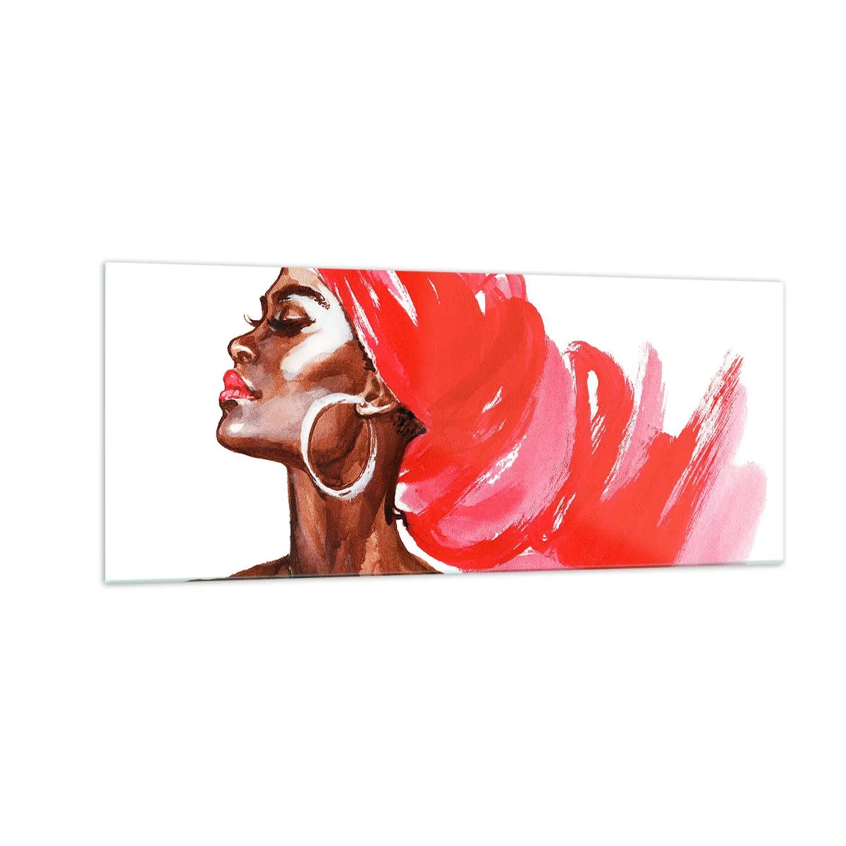 Impression sur verre - Image sur verre - "Les cheveux dans le vent" - 100x40 cm