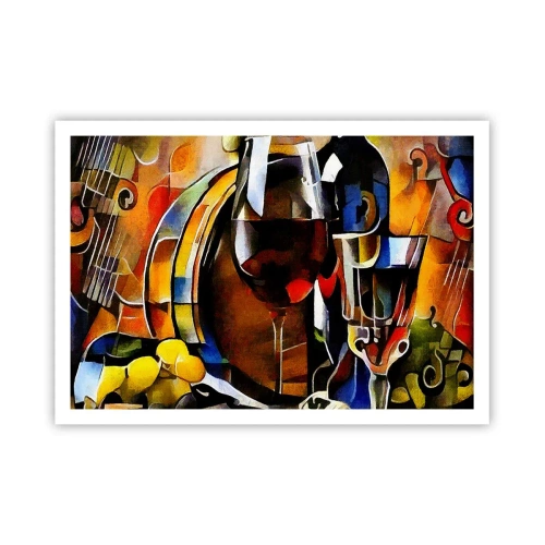 Affiche - Poster - Nature morte abstraite avec verres et instruments - 100x70cm - Et le monde prend des couleurs - Décoration murale moderne pour le salon et la chambre ARTTOR