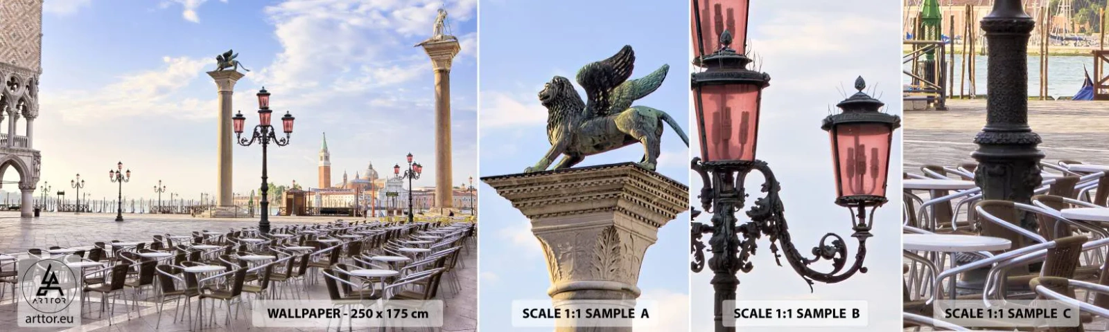 Échantillon de Papier Peint Autocollant Deluxe Sticker - Nous vous invitons, tout est prêt - Architecture, Ville, Venise - 100x30 cm