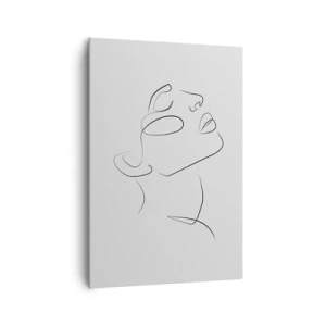Impression sur toile - Image sur toile - Un croquis minimaliste du visage d'une femme de profil. - 70x100cm - Méandre du rêve - Décoration murale moderne pour le salon et la chambre ARTTOR