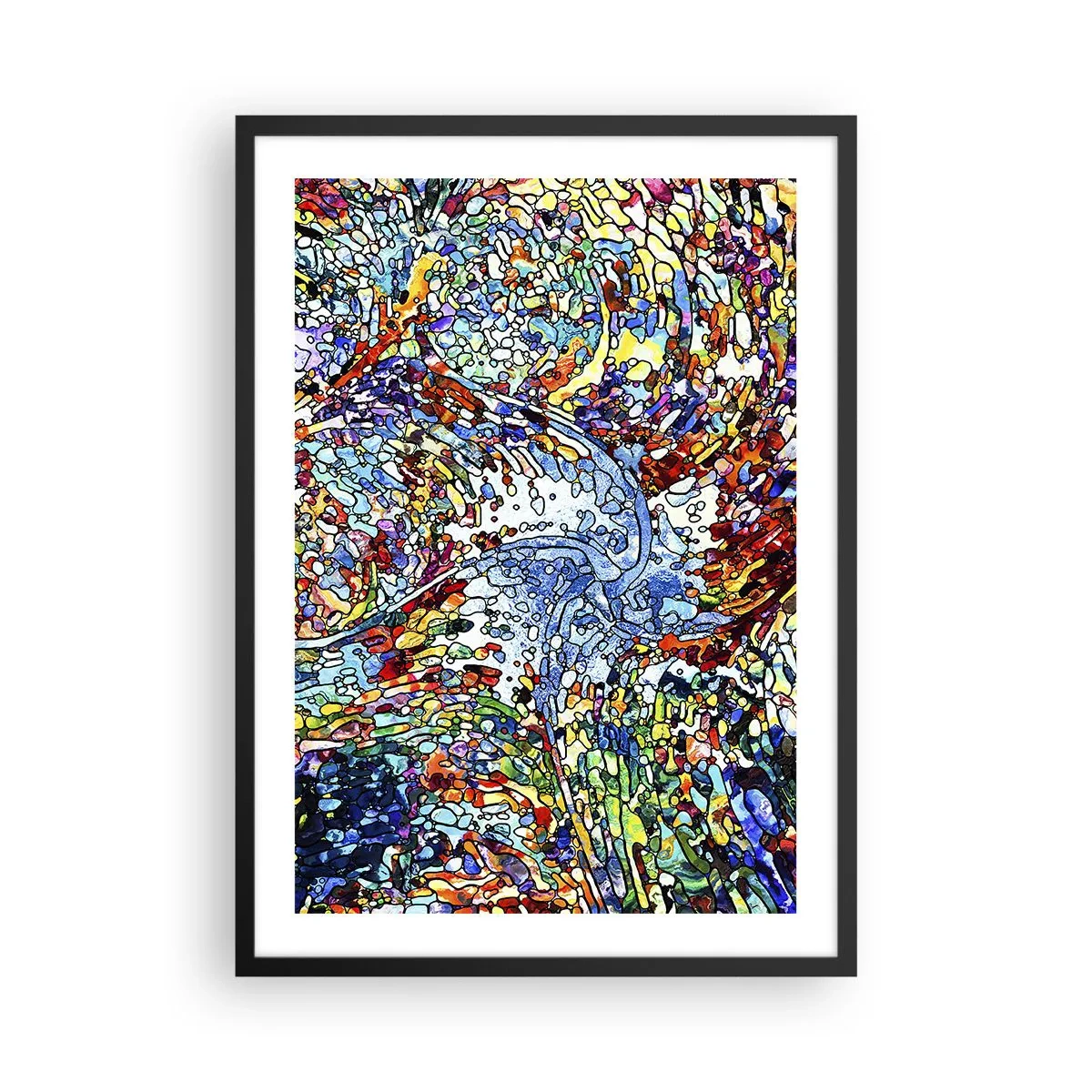 Affiche dans un cadre noir - Poster - Flux abstrait de couleurs et de structures - 50x70cm - Goutte de vitrail - Décoration murale moderne pour le salon et la chambre ARTTOR