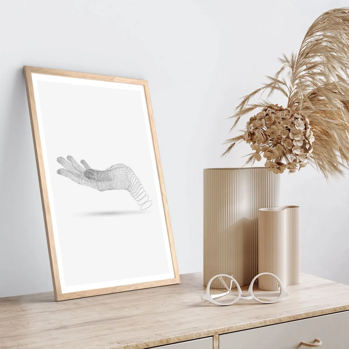 Affiche dans un chêne clair - Poster - La main ressort - 30x40 cm