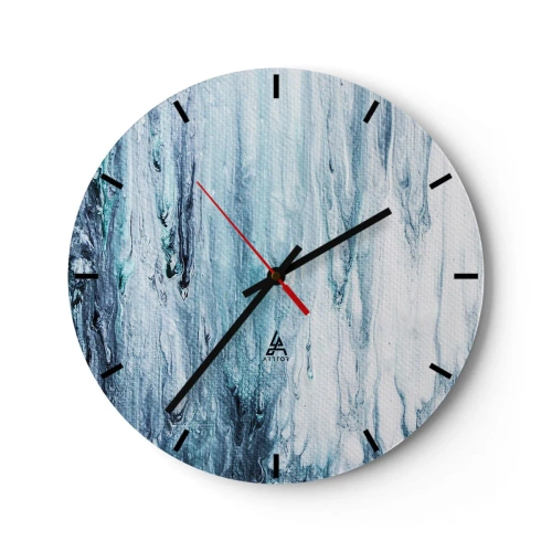Horloge murale - Pendule murale - Cascade abstraite dans les tons de bleu - 30x30cm - Une glace bleue - Décoration murale moderne pour le salon, la cuisine et la chambre ARTTOR