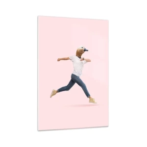 Impression sur verre - Image sur verre - Une figure surréaliste avec une tête de canard en mouvement - 70x100cm - Une pincée d'absurdité - Décoration murale moderne pour le salon et la chambre ARTTOR