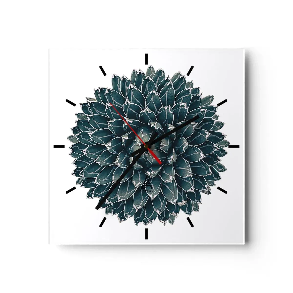 Horloge murale - Pendule murale - Plante succulente symétrique sur fond blanc - 30x30cm - Étoile du désert - Décoration murale moderne pour le salon et la chambre ARTTOR