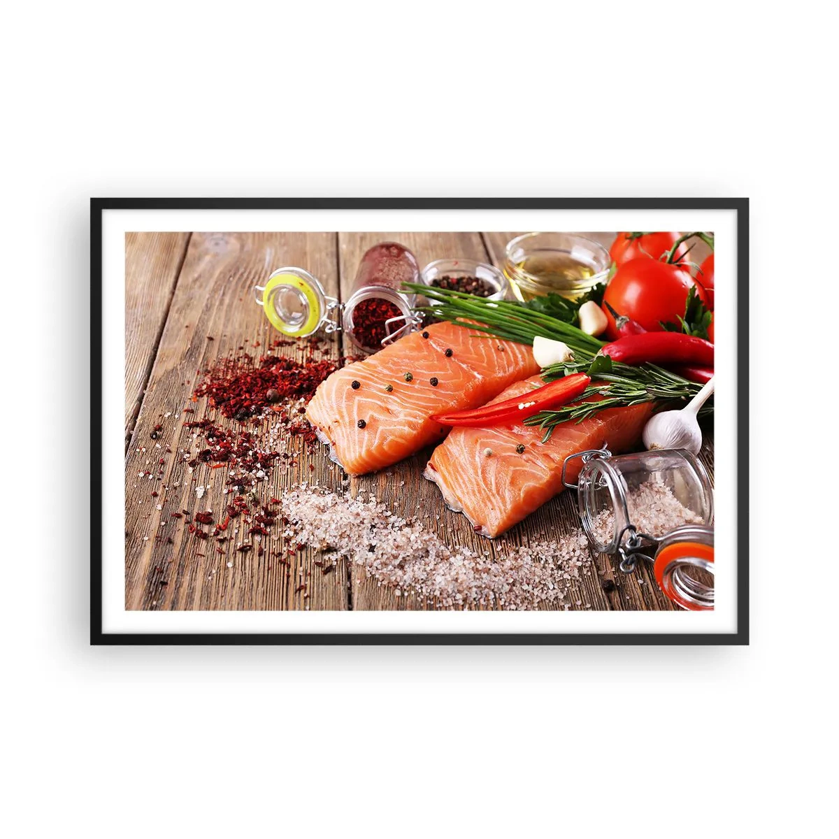 Affiche dans un cadre noir - Poster - Aventure norvégienne dans la cuisine - 91x61 cm