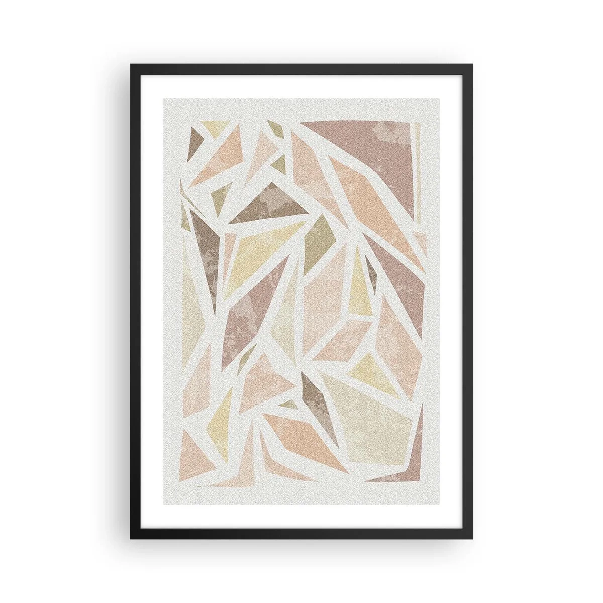 Affiche dans un cadre noir - Poster - Abstraction géométrique dans des tons pastel - 50x70cm - Composition de vitraux - Décoration murale moderne pour le salon et la chambre ARTTOR