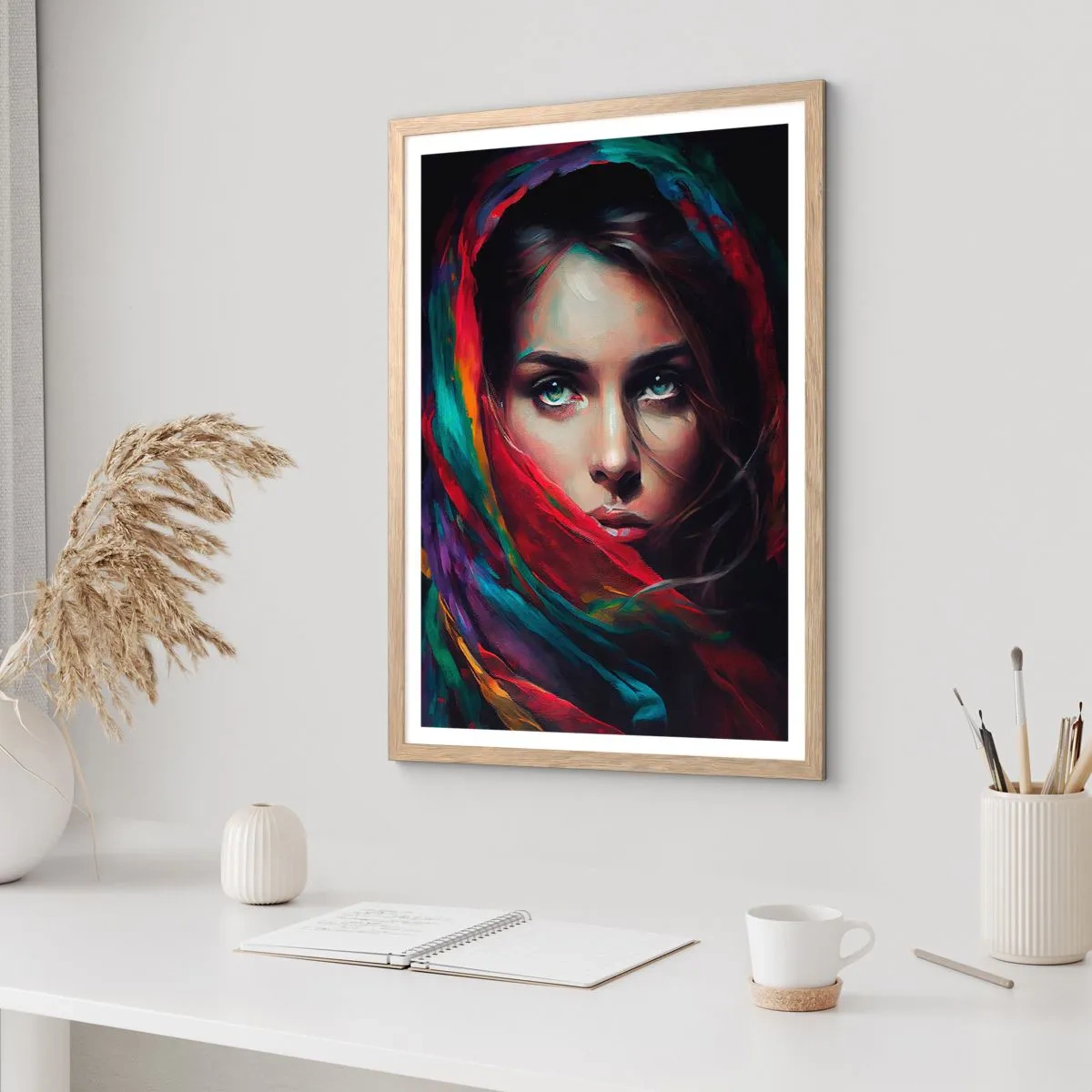 Affiche dans un chêne clair - Poster - Mystère aux yeux verts - 61x91 cm